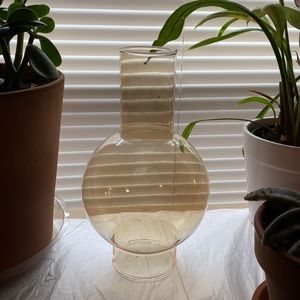 Vintage Amber Glass Oil Lamp Chimney Globe Lamp Globe